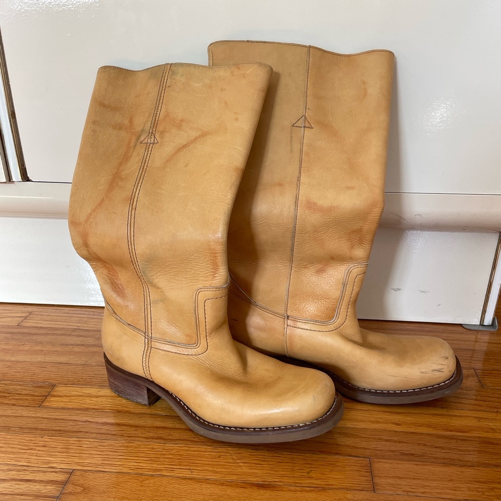 vintage yellow knee high boots